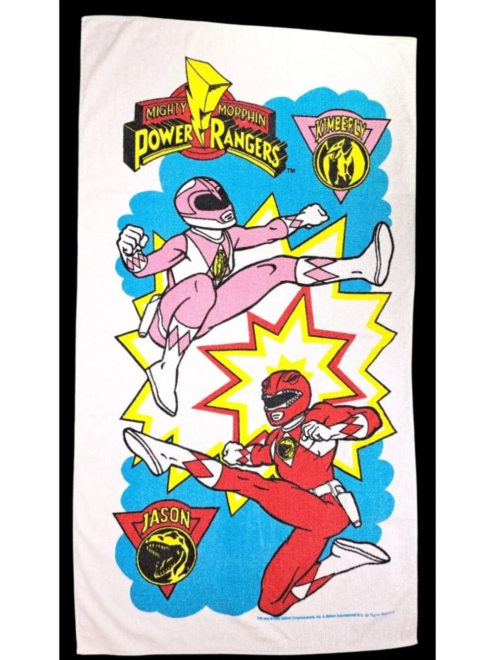 Vintage Mighty Morphin Power Rangers Beach Towel 1993 Jason Kimberly 30